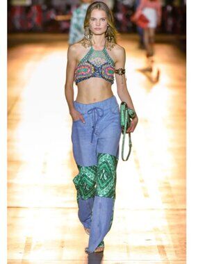 Etro SS22 Runway Kundalini Paneled Wide-leg Jeans